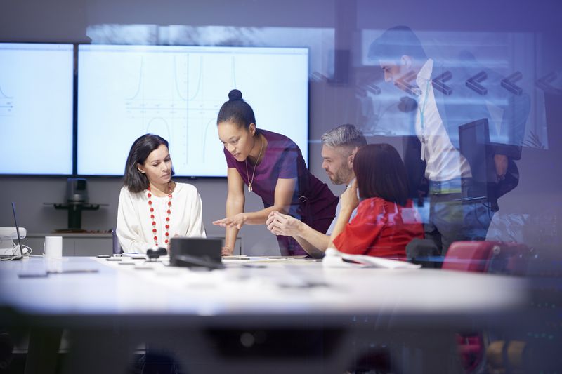 Group of people having business meeting.