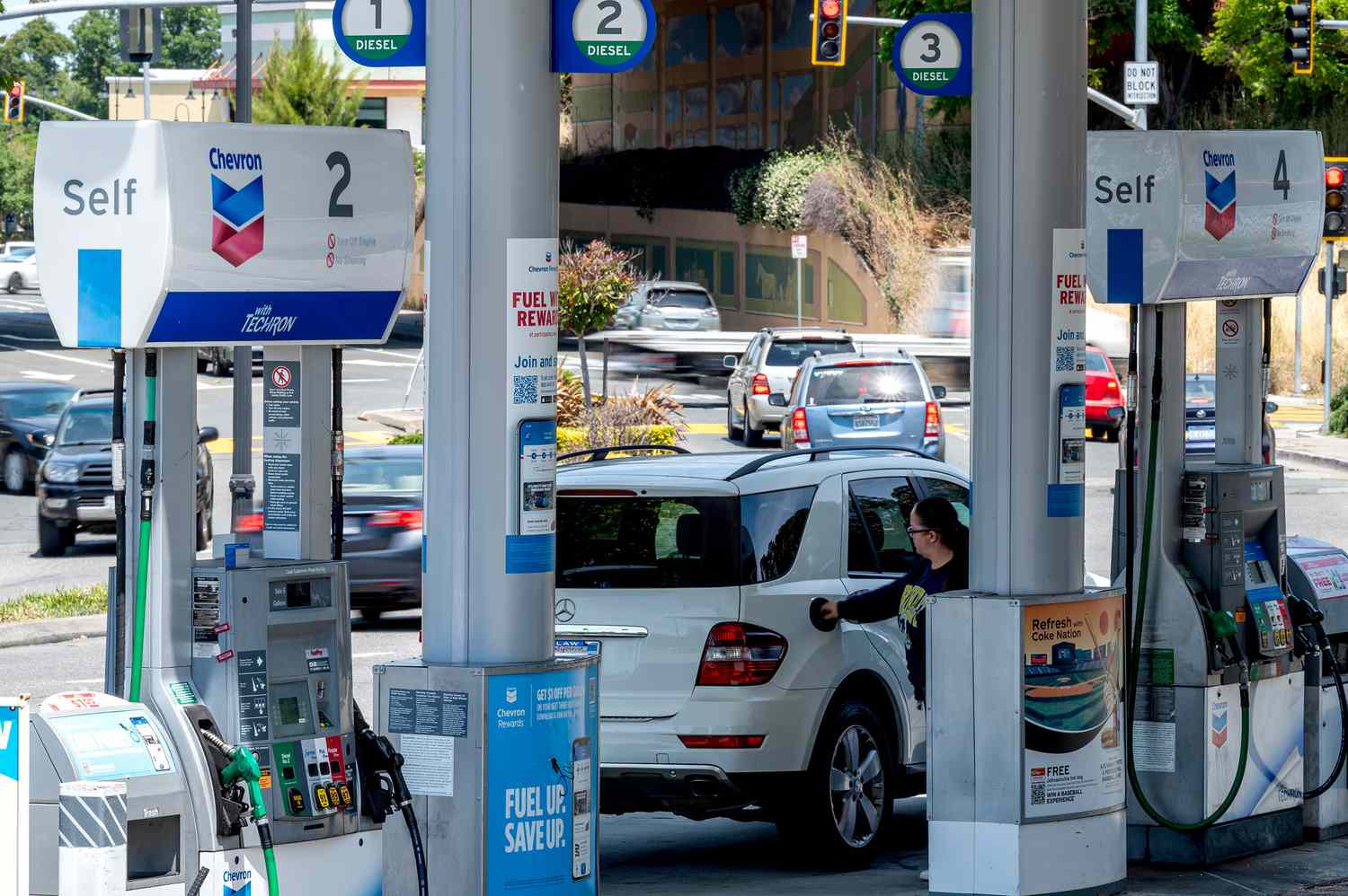 A Chevron gas station in Pinole, California, US, on Wednesday, June 19, 2024.