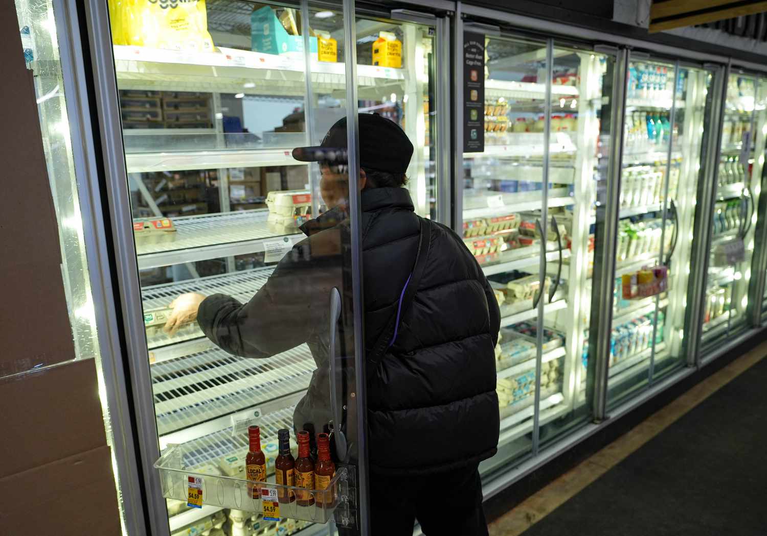 Supermarkets limit egg purchases to 3 cartons per person as New York Gov. Kathy Hochul has temporarily shut down poultry markets in New York City, Westchester, Nassau and Suffolk counties, in New York, United States on February 07, 2025.