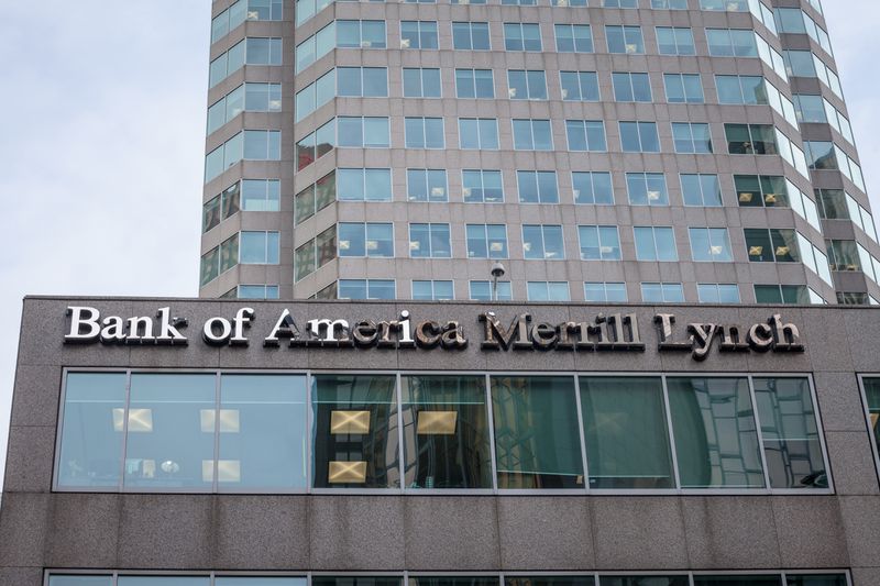 Picture of a sign with the logo of Bank of America Merill Lynch on the main office of the company in dowtown toronto, Ontario