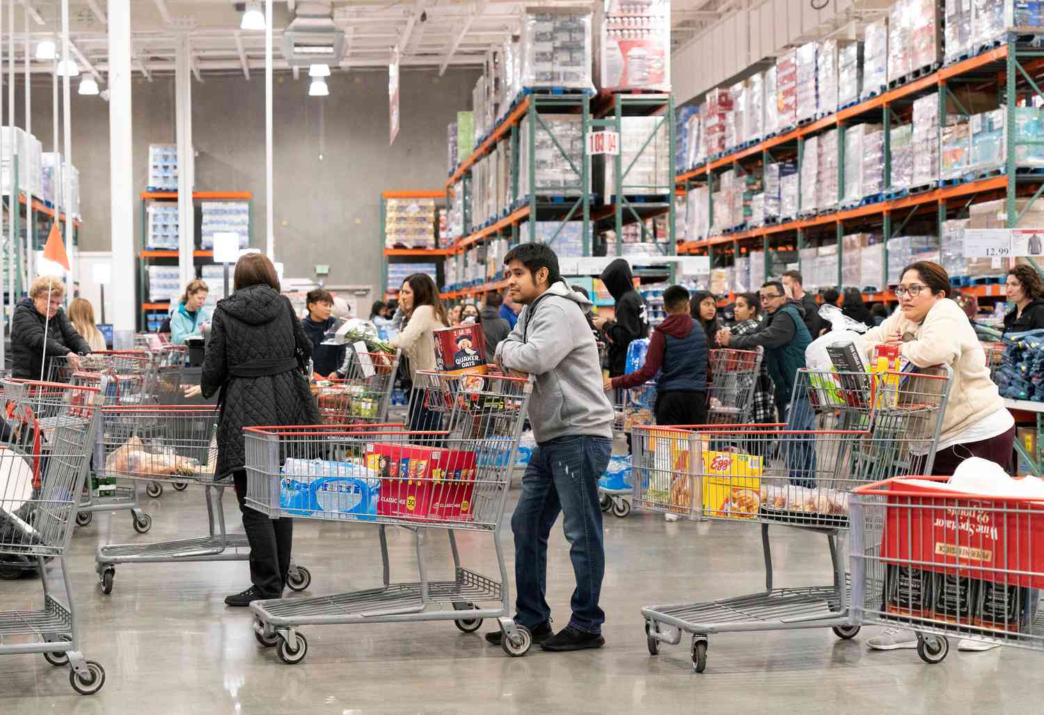 Customers at supermarket in California