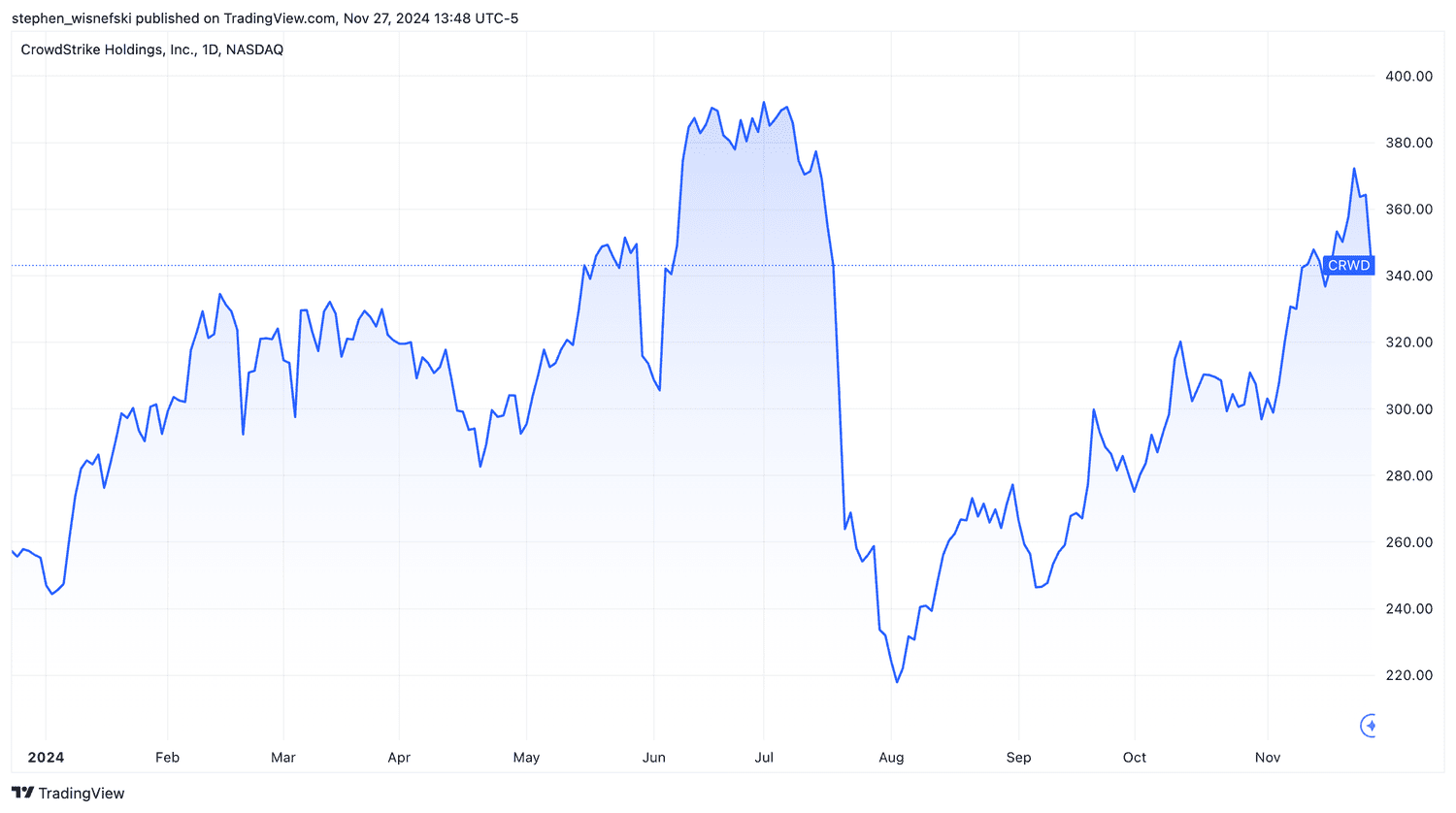 CrowdStrike stock price chart YTD