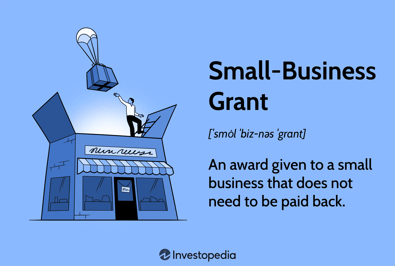 Small-Business Grant: An award given to a small business that does not need to be paid back.