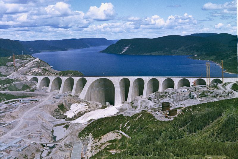 Aerial shot of a dam