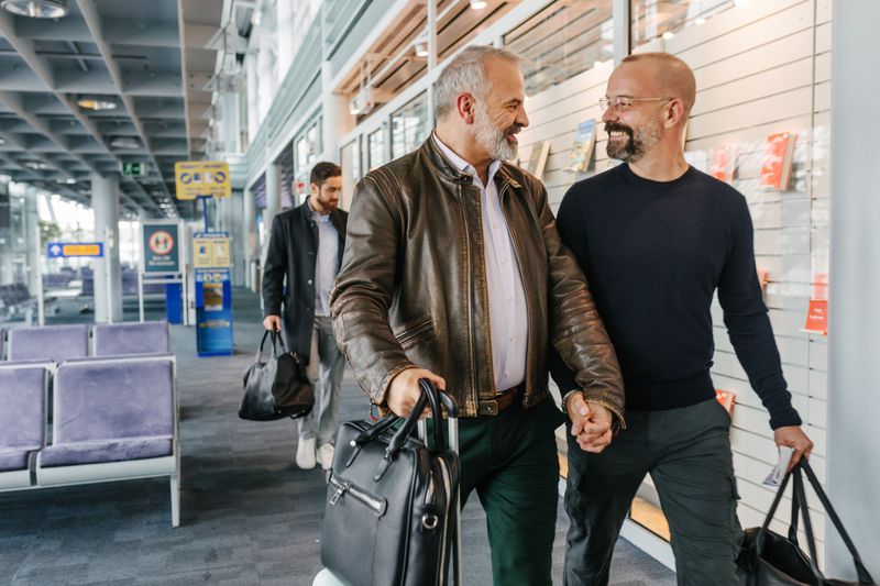 A couple in an airport