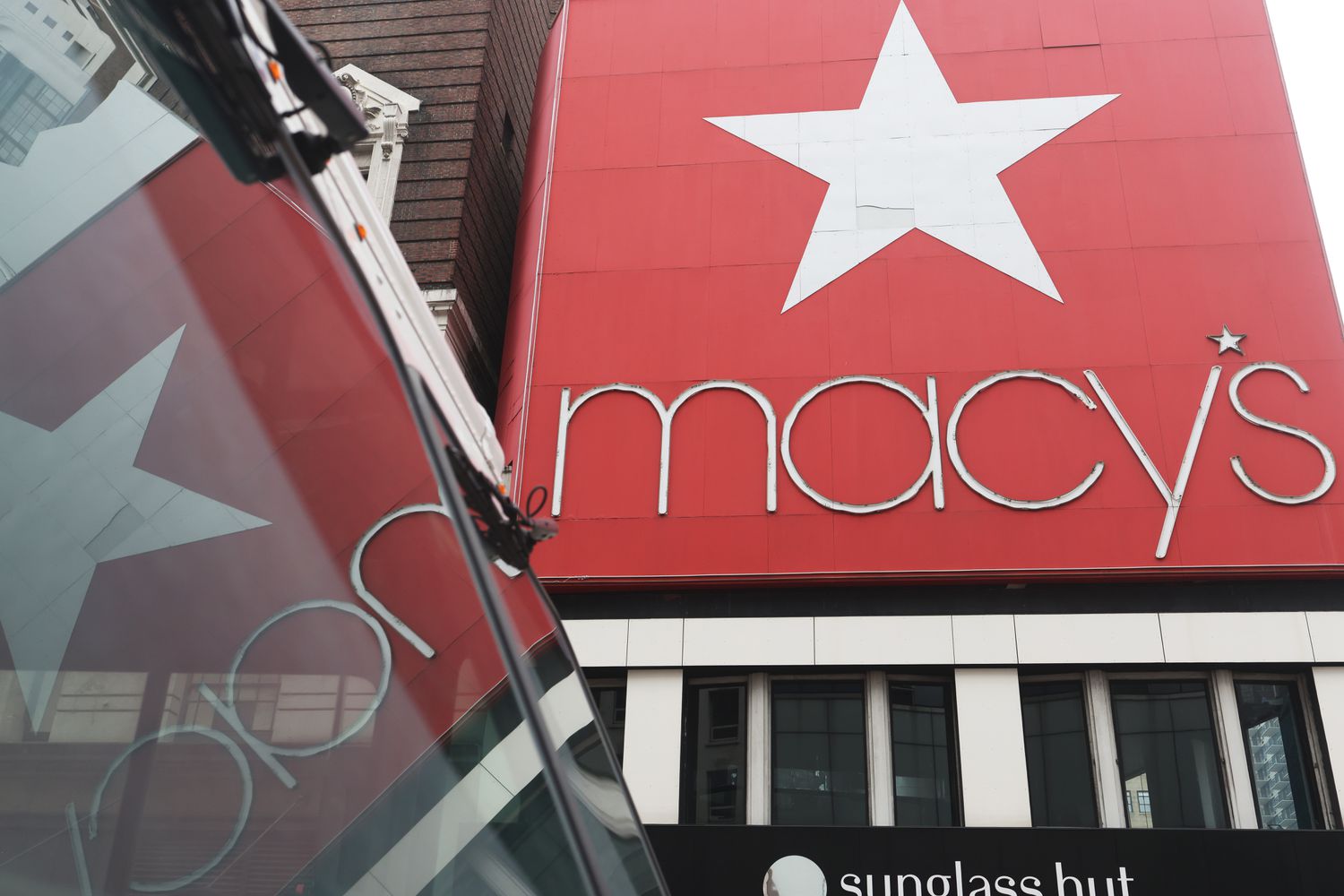 Macy's company signage at story in New York City.
