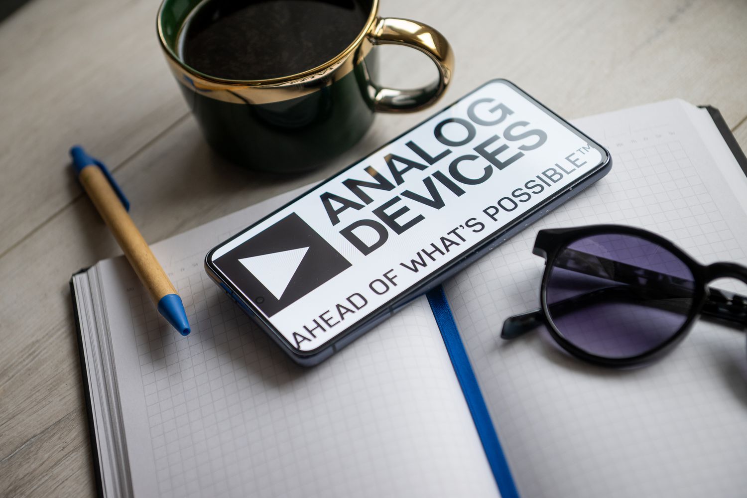 An Analog Devices logo seen displayed on a smartphone