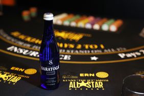 A bottle of Saratoga Spring water at an event in San Francisco in February. 