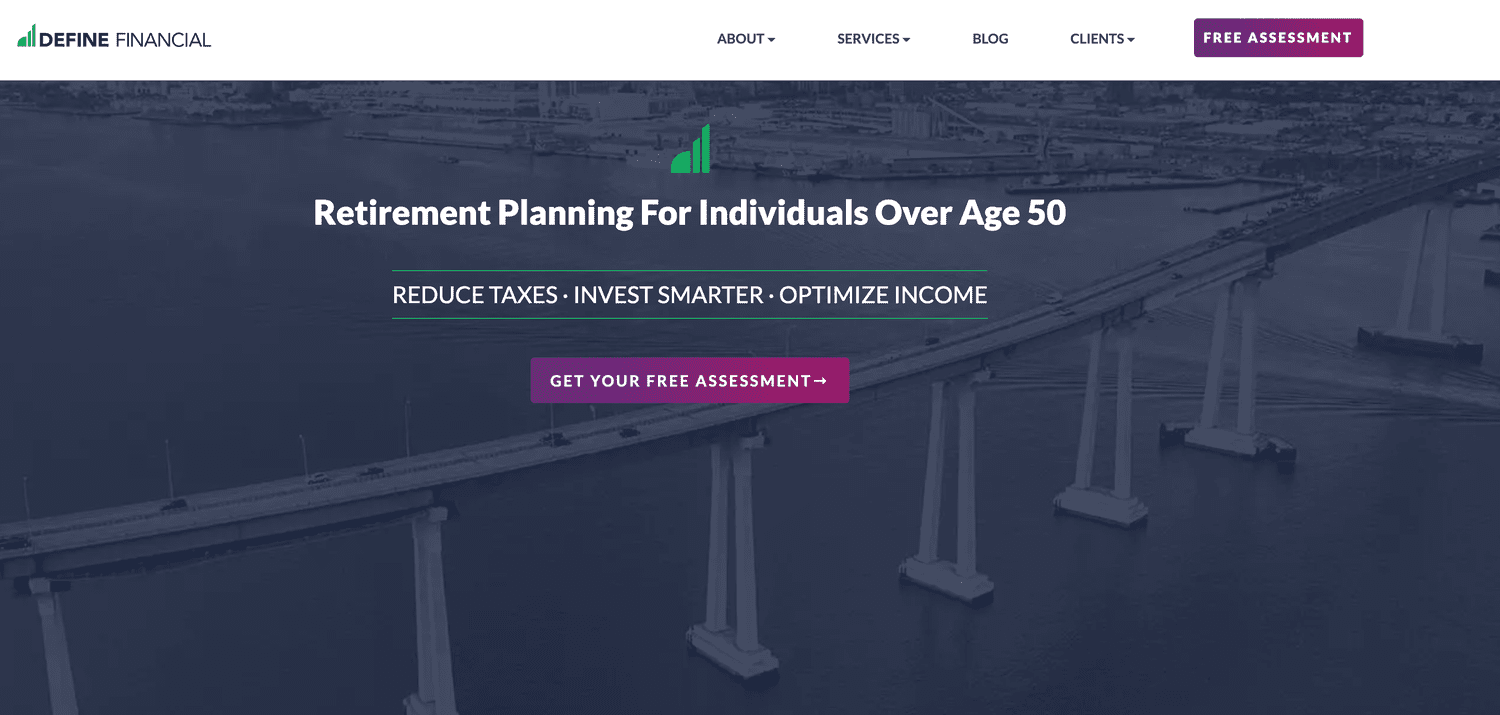 Define Financial Landing Page