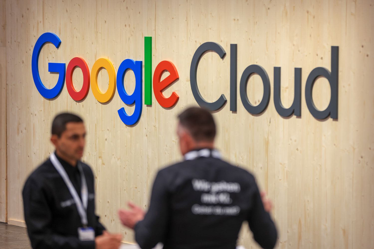 Google Cloud logo at Hannover Messe 2024 trade fair.