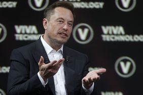 Chief Executive Officer of SpaceX and Tesla and owner of Twitter, Elon Musk gestures as he attends the Viva Technology conference dedicated to innovation and startups at the Porte de Versailles exhibition centre on June 16, 2023 in Paris, France. 