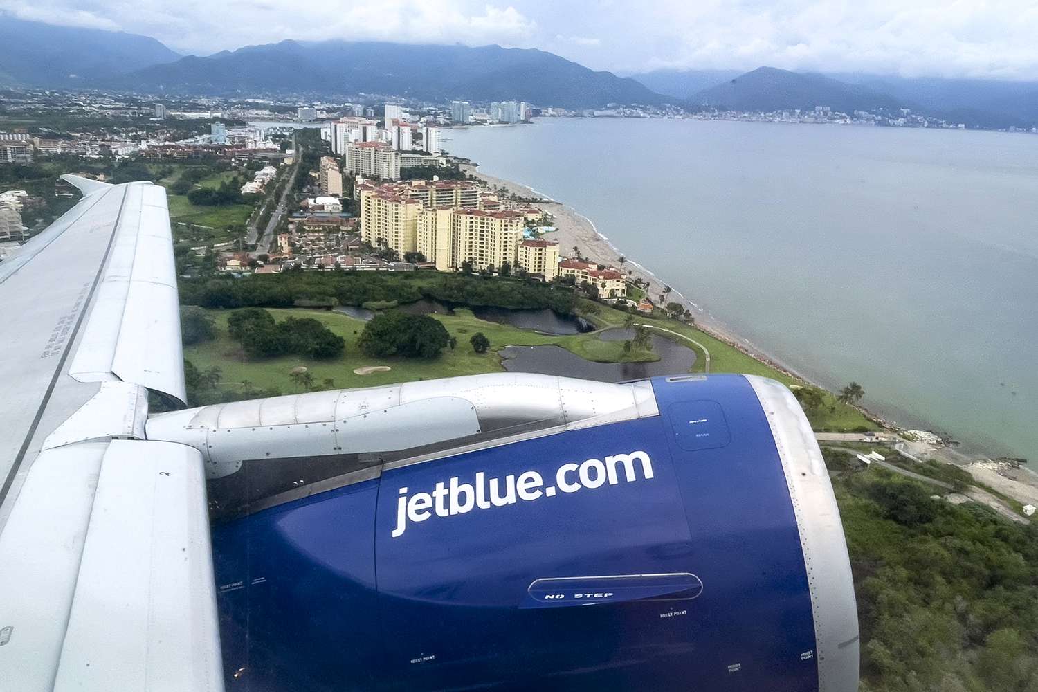A JetBlue airplane takes off from Licenciado Gustavo Diaz Ordaz International Airport (PVR) in Puerto Vallarta, Jalisco state, Mexico,