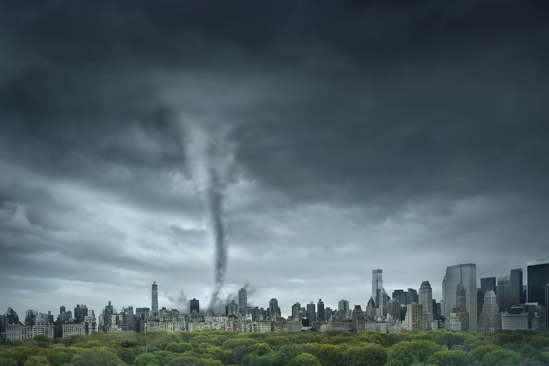 Tornado Rolling Through New York, New York, United States