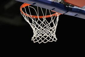 Close-up of indoor basketball hoop