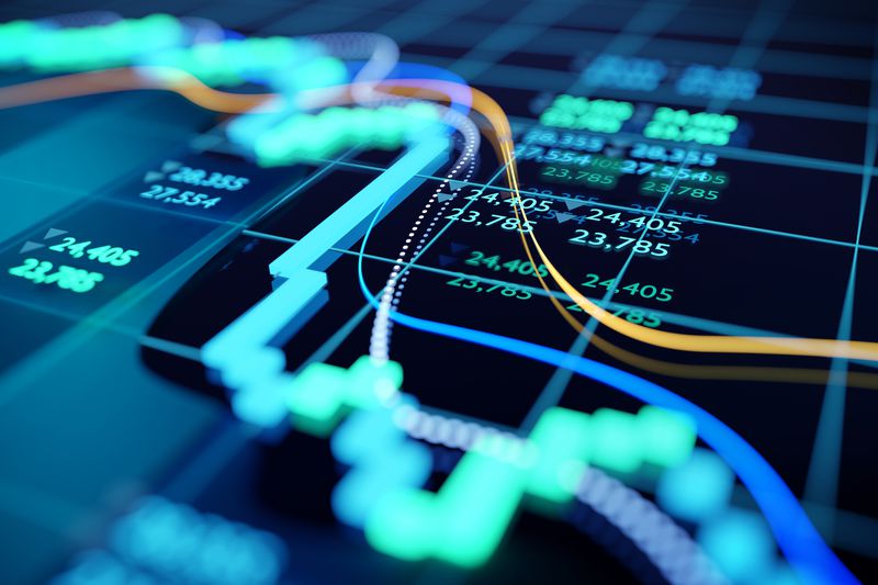 Close-up of a stock market graph