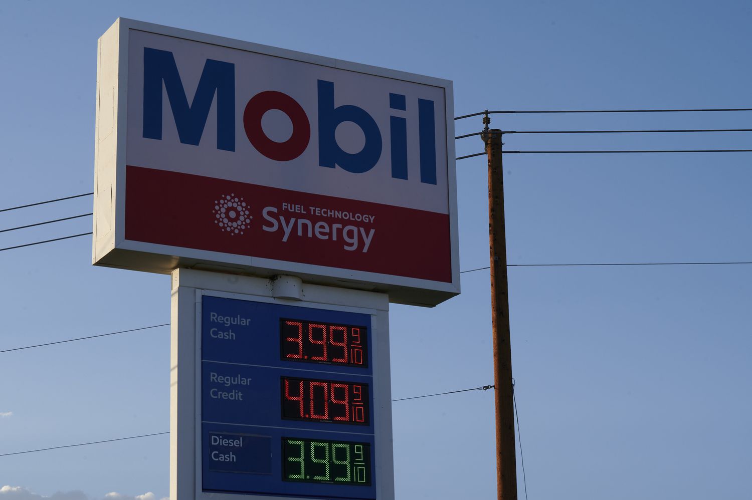 An Exxon Mobil gas station in Las Vegas, Nevada, on July 25, 2023