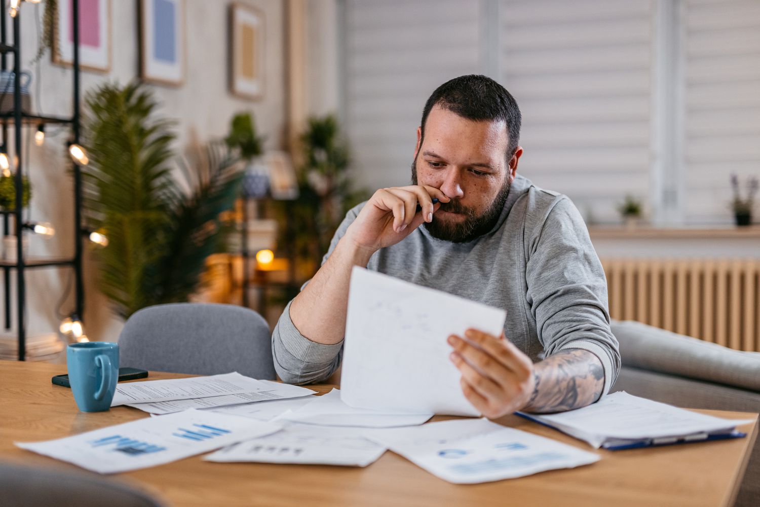 Man paying bills