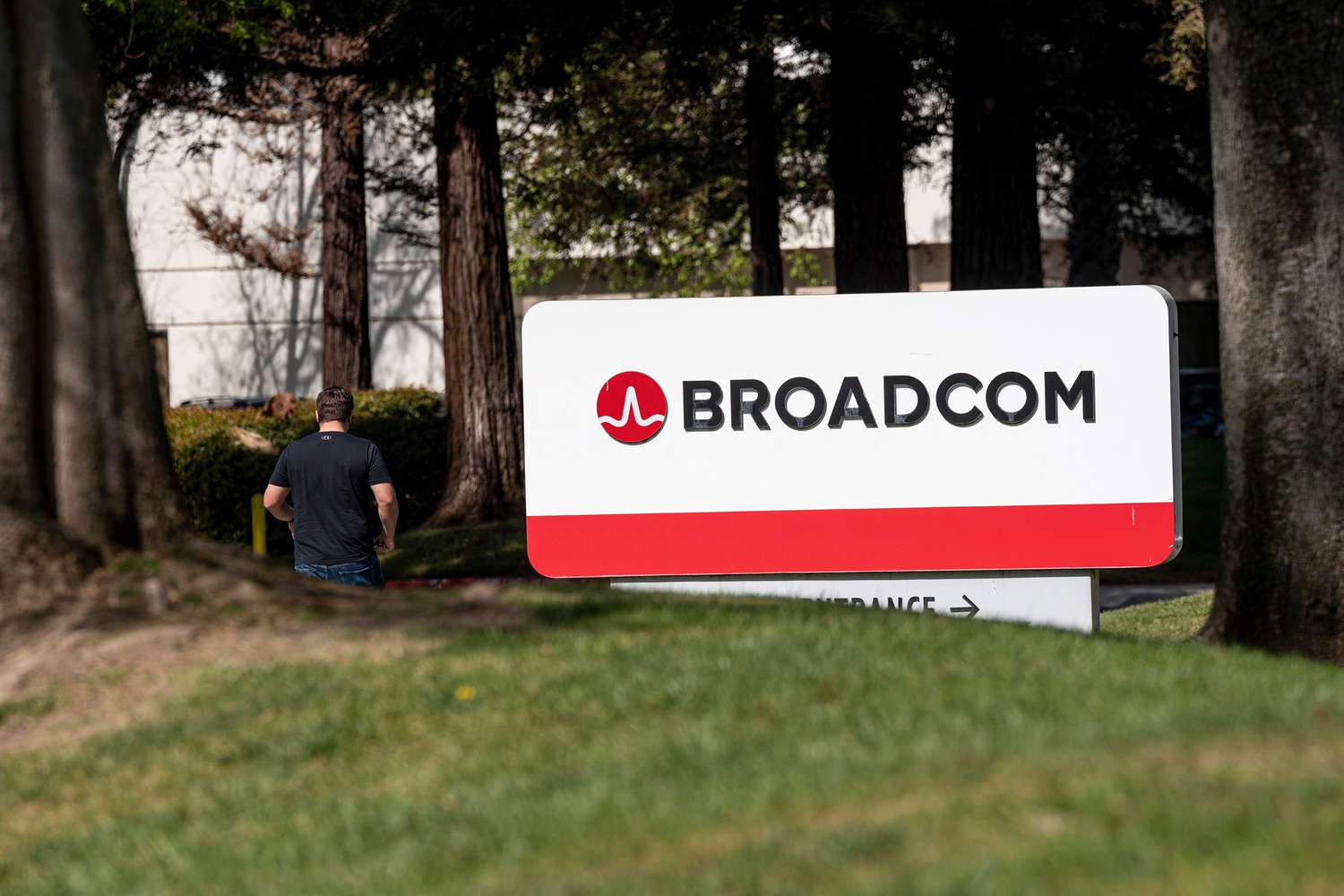 Broadcom headquarters sign in San Jose, California