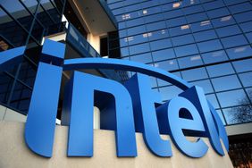 The Intel logo is displayed outside of the Intel headquarters on January 16, 2014 in Santa Clara, California.
