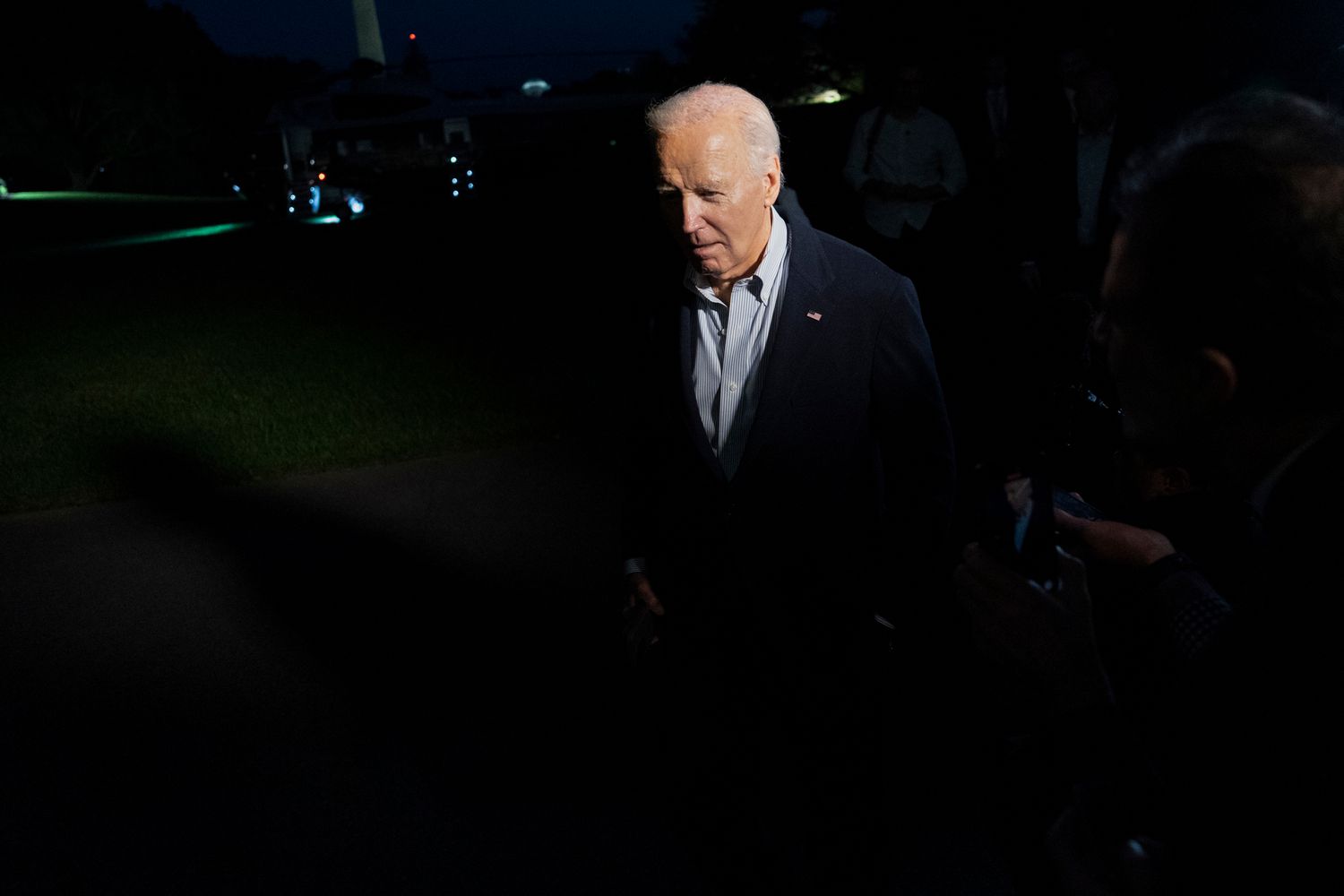 US President Joe Biden on the South Lawn of the White House after arriving on Marine One in Washington, DC, US, on Thursday, Oct. 3, 2024.