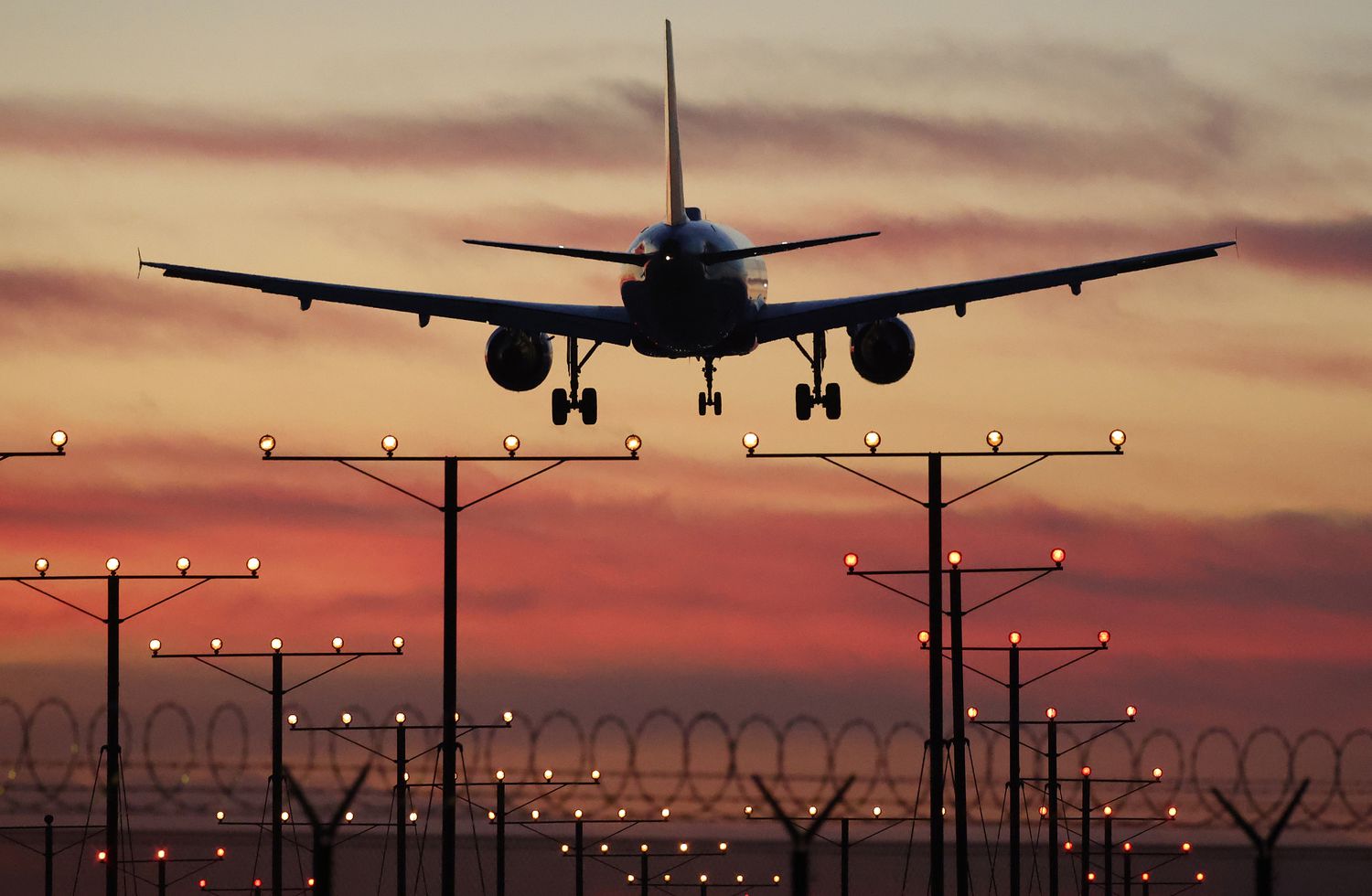 Plane lands at Los Angeles International Airport