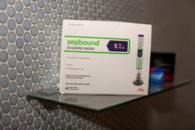 Zepbound injection pen container on a shelf.