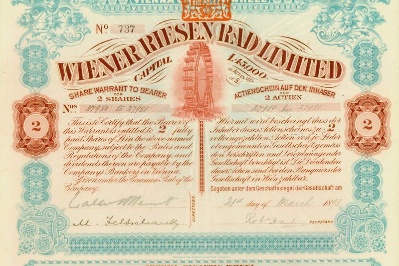 Share of the Wiener Riesen Rad Ltd., issued 21. March 1898