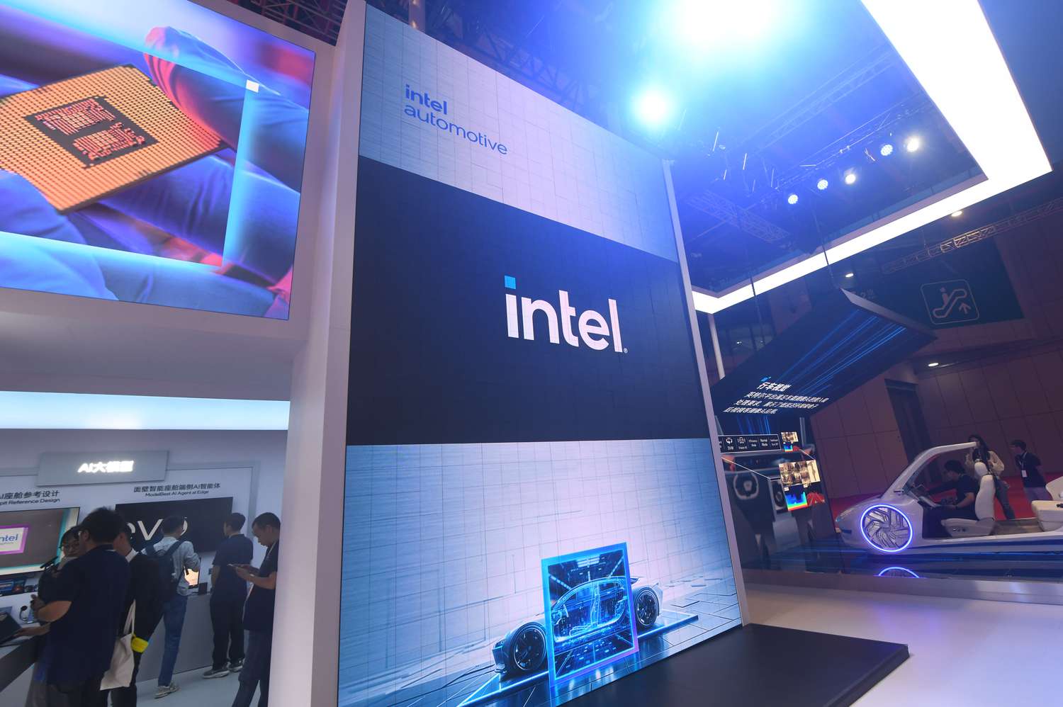 Intel booth at the 2025 Shanghai Auto Show in Shanghai, China on April 24, 2025.
