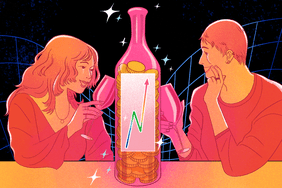 Woman and partner clinking wine glasses.