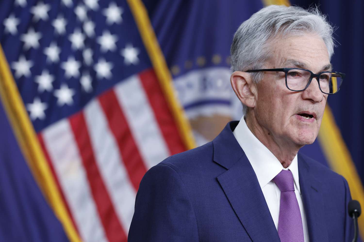 .S. Federal Reserve Board Chairman Jerome Powell speaks during a news conference at the headquarters of the Federal Reserve on January 31, 2024 in Washington, DC.