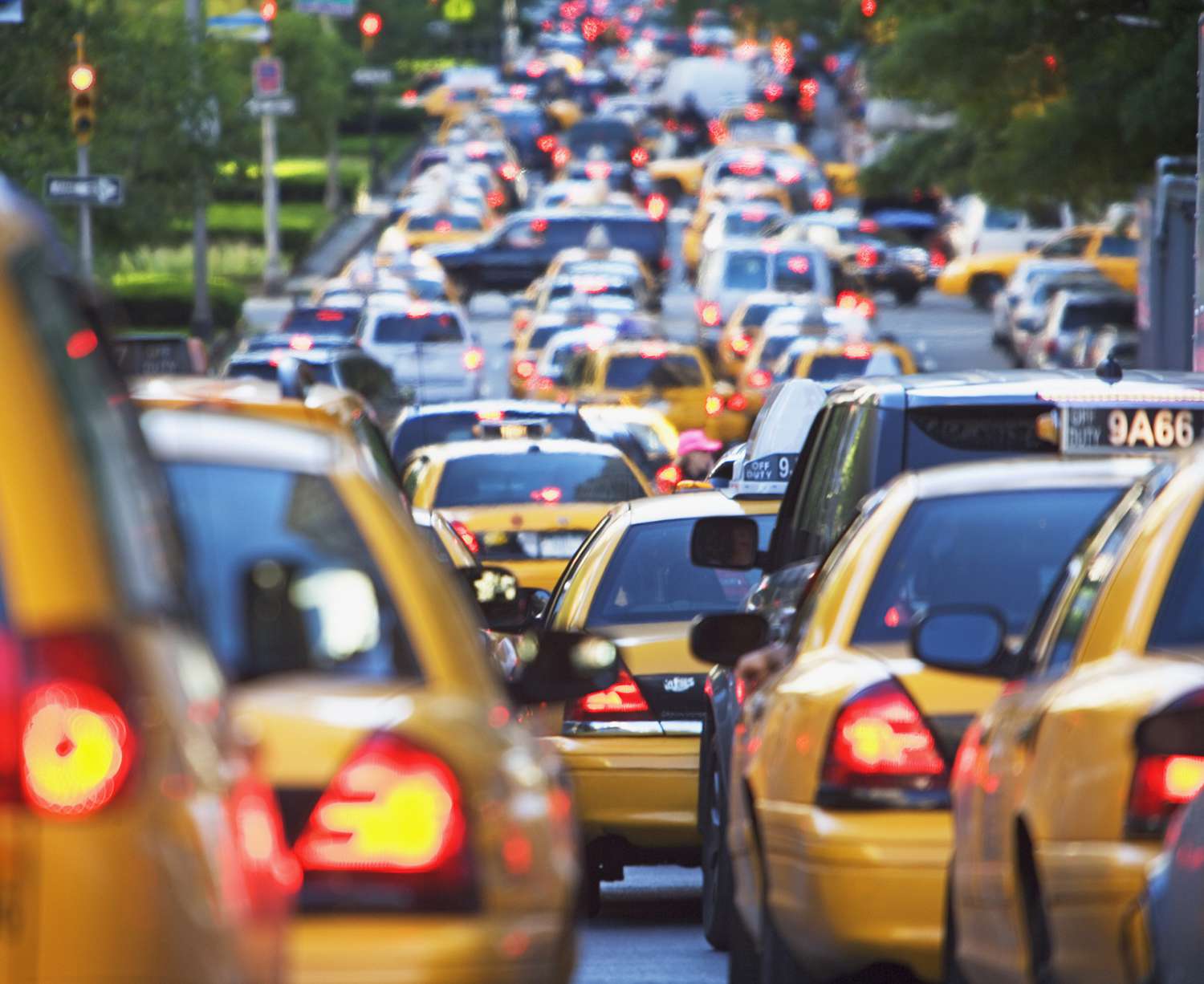 Taxis in Rush Hour Traffic