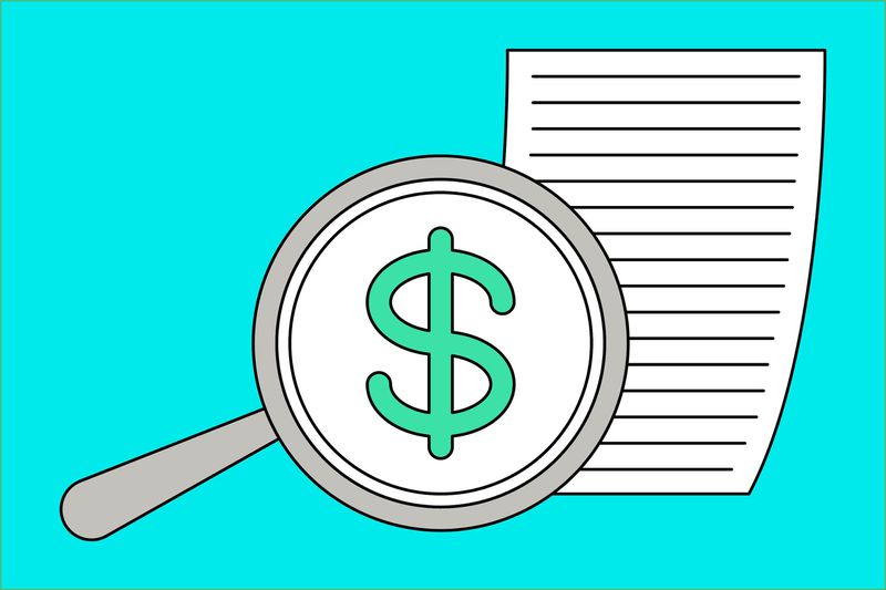 Illustration of a magnifying class with a dollar sign in the middle. 