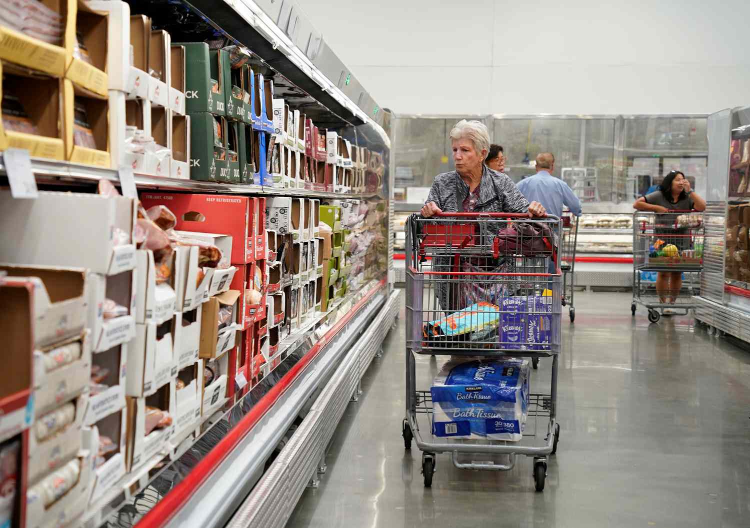 Customers shop at a supermarket in Foster City, California, the United States, Sept. 13, 2023.