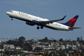 A Delta Air Lines Boeing 737-832 departs from San Diego International Airport for Seattle on March 4, 2025 in San Diego, California