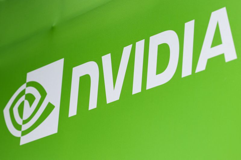 The Nvidia logo is seen at the Taipei Music Center in Taipei.