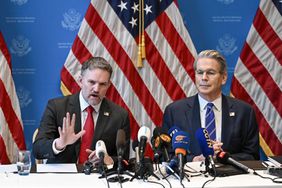 US Trade Representative Jamieson Greer (L) and US Treasury Secretary Scott Bessent (R)