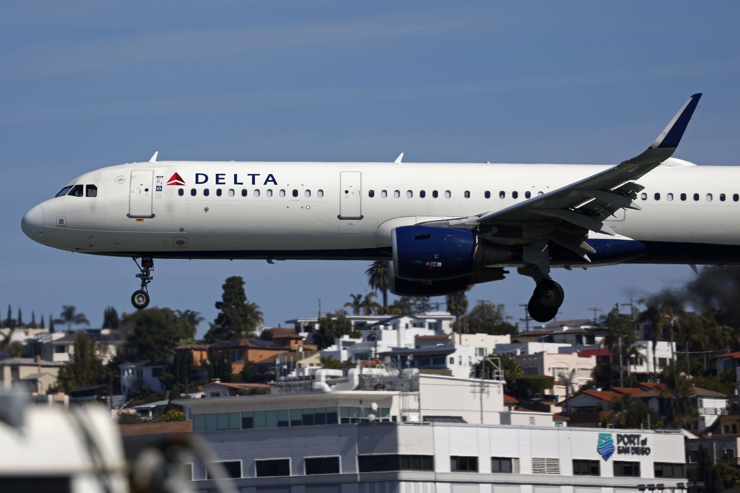 A Delta plan approaches San Diego International Airport on March 4. 