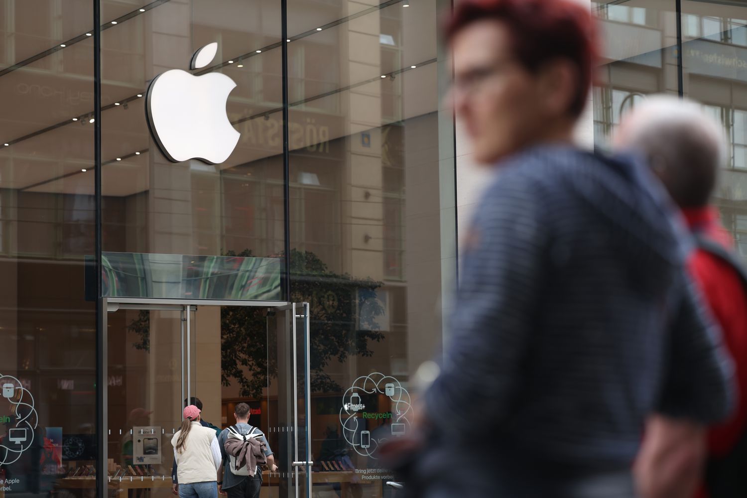 People outside an Apple store in Berlin earlier this week. 