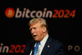  Donald Trump gives a keynote speech on the third day of the Bitcoin 2024 conference at Music City Center July 27, 2024 in Nashville, Tennessee. 