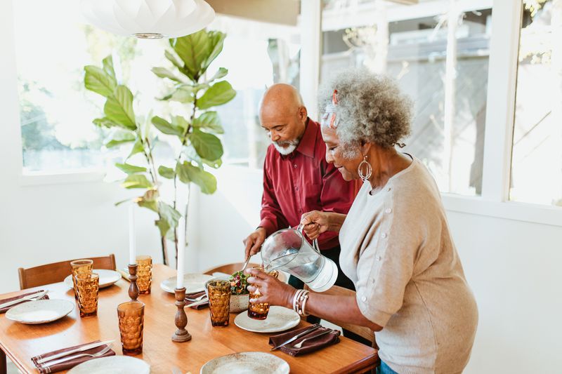 Older couple having breakfast