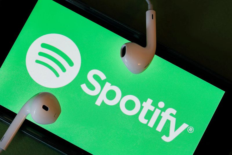 The logo of the Swedish music streaming service Spotify is displayed on the screen of an iPhone on January 06, 2017 in Paris, France.