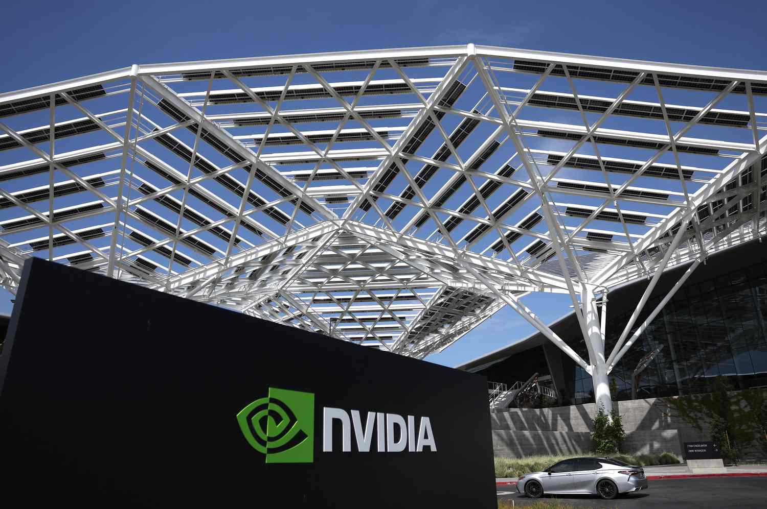 An exterior view of the NVIDIA headquarters.