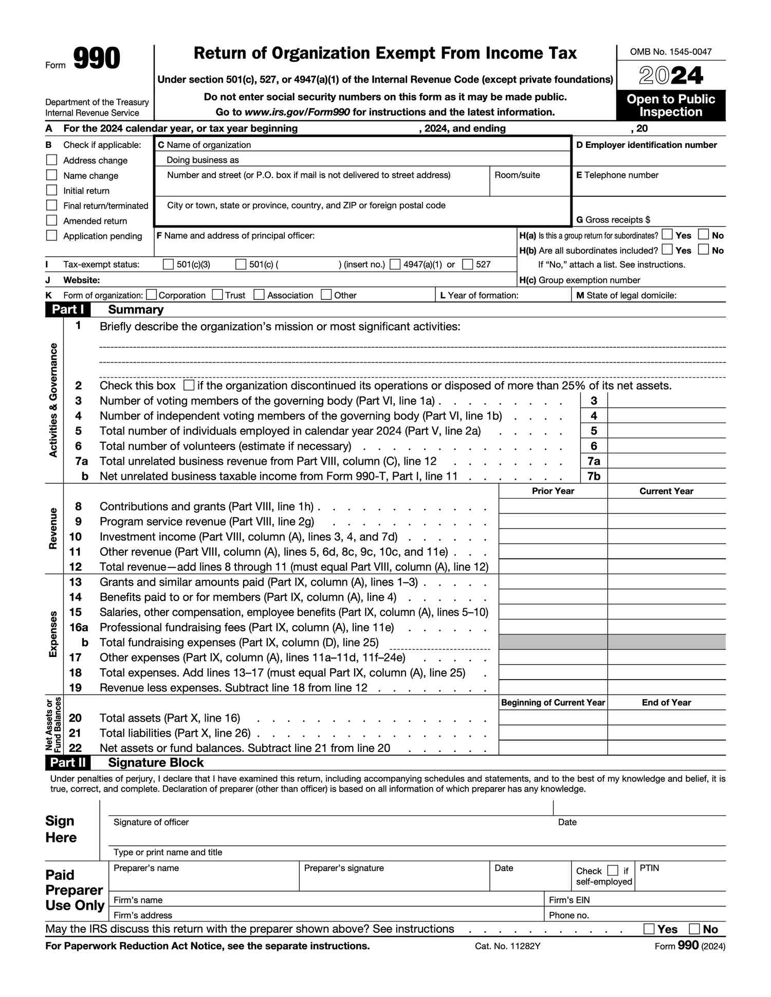 Internal Revenue Service Form 990, Page 1