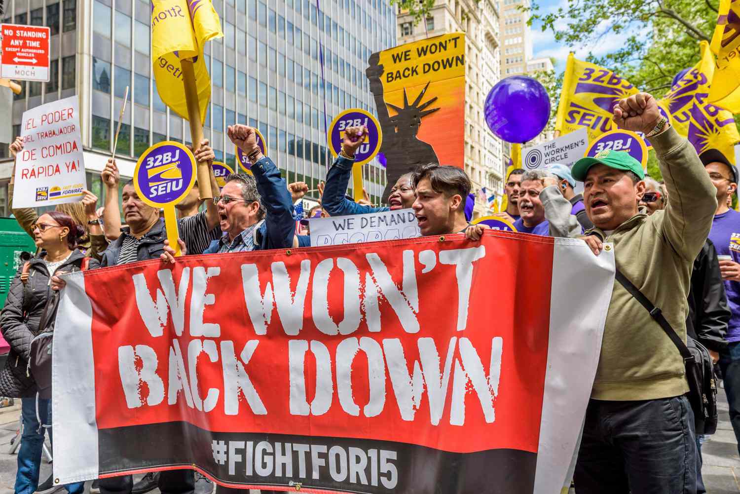 Fight for 15 demonstrators