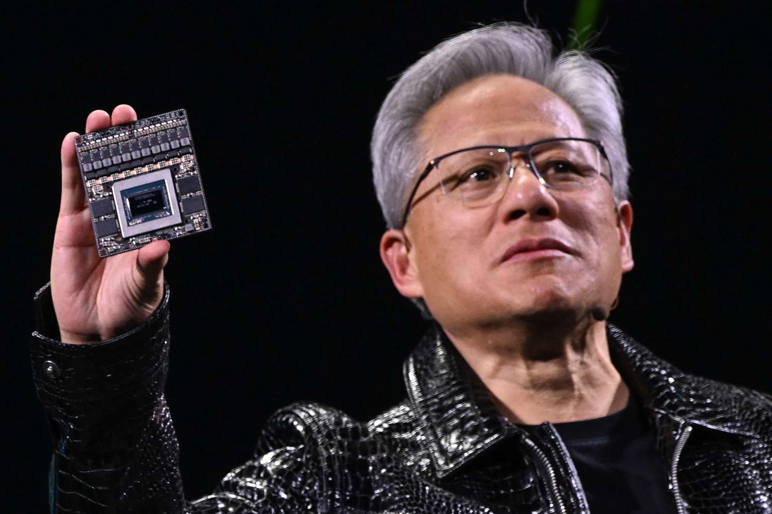 Nvidia CEO Jensen Huang addresses participants at the keynote of CES 2025 in Las Vegas, Nevada, on January 6, 2025.