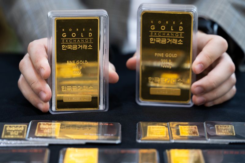 Gold bars at Korea Gold Exchange store in Seoul, South Korea.