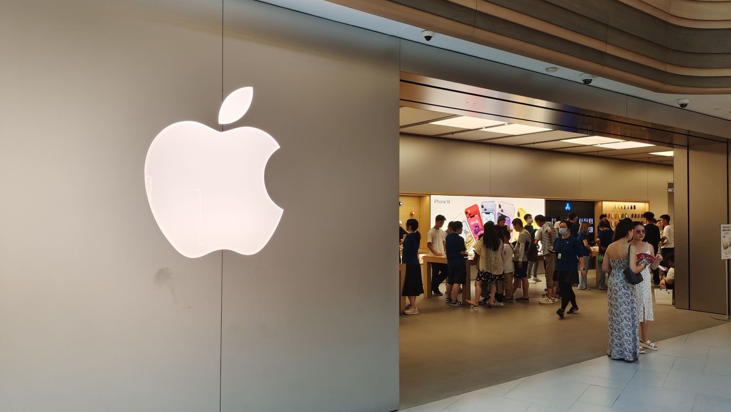 Customers lined up in an Apple store in Shanghai in July 2023