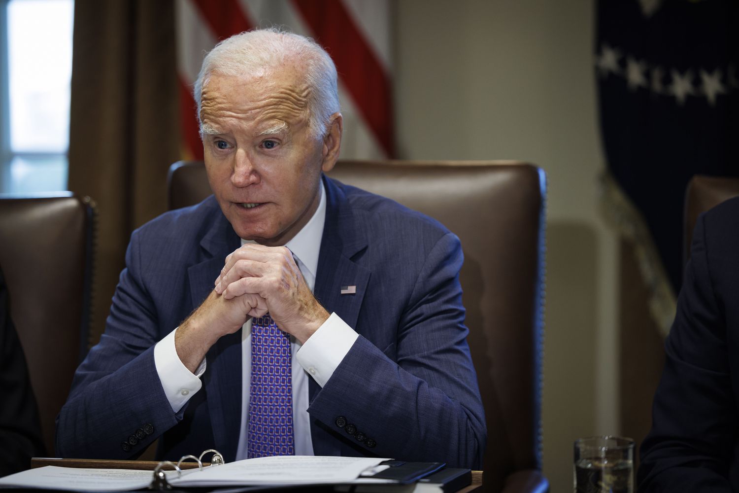 U.S. President Joe Biden speaks during a cabinet meeting at the White House in Washington, D.C., on Oct. 2, 2023.
