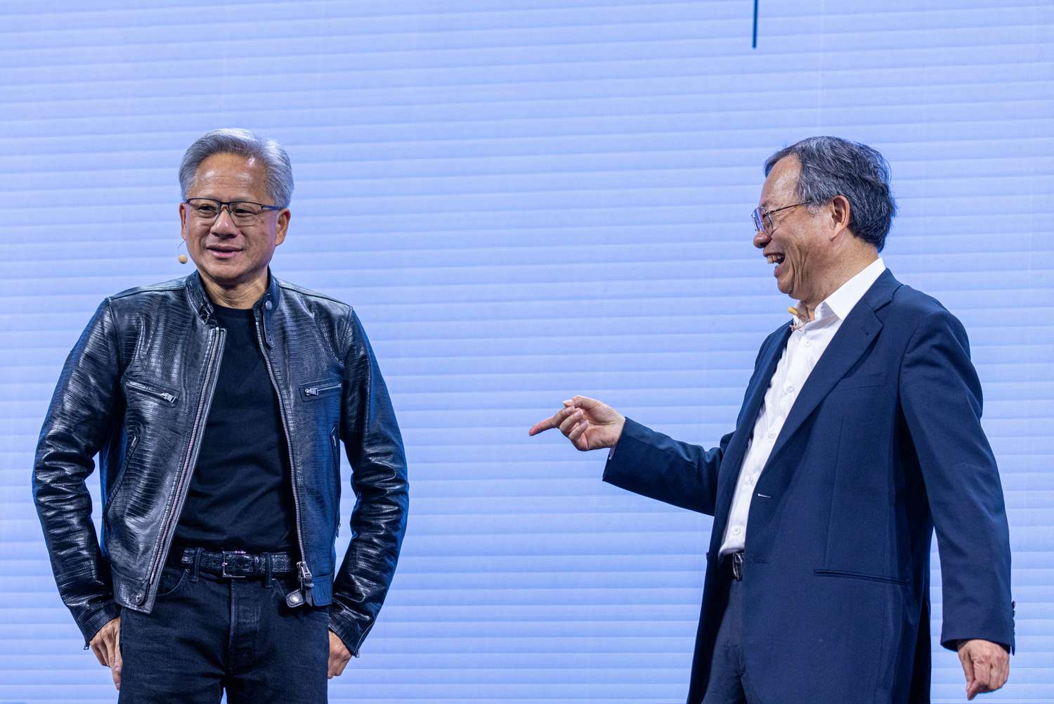 Nvidia CEO Jensen Huang (left) and Super Micro Computer CEO Charles Liang, during the Computex conference in Taipei, Taiwan, on June 5, 2024.