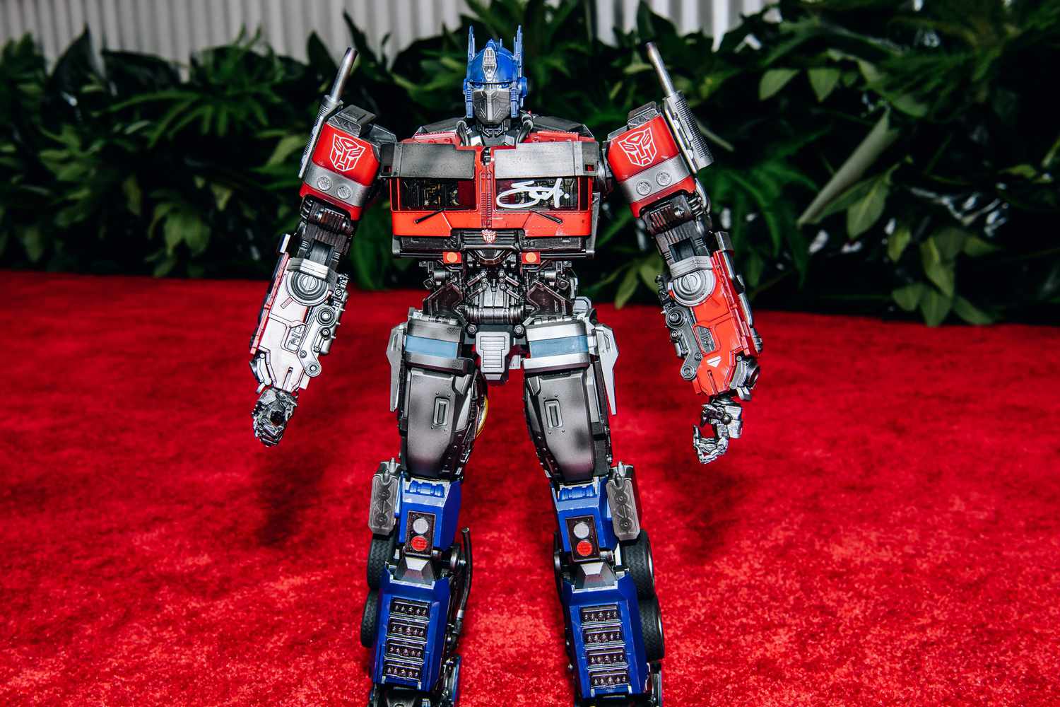 An Optimus Prime toy at the premiere of "Transformers: Rise of the Beasts" held at Kings Theater on June 5, 2023 in New York City.